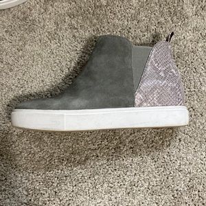 Steve Madden slip on booties with snakeskin back